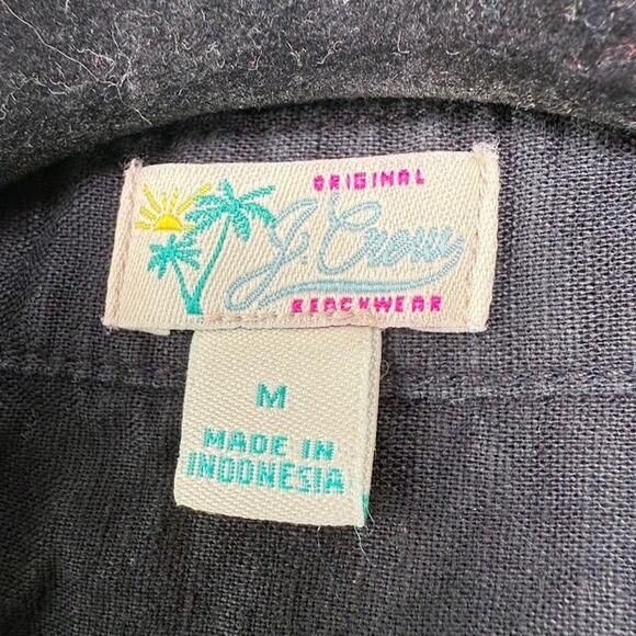 J Crew Beachwear Shirt Womens Medium Black Button Up Long Sleeve Tunic Coverup - Picture 4 of 7